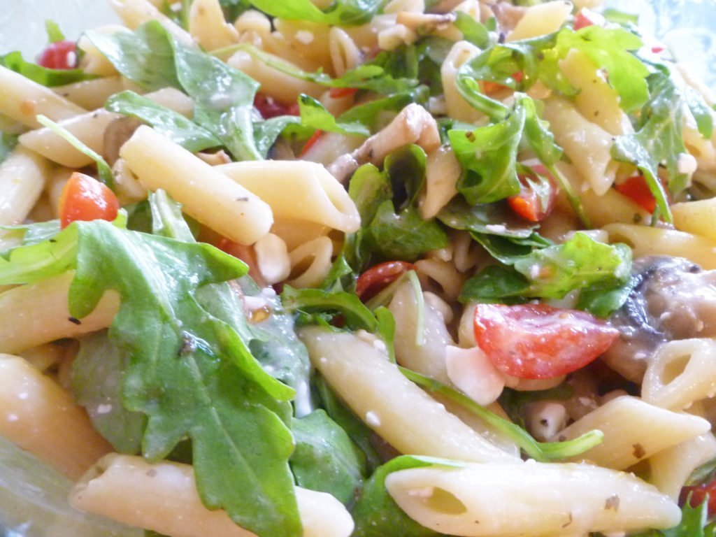 Warm Mushroom and Arugula Pasta Salad