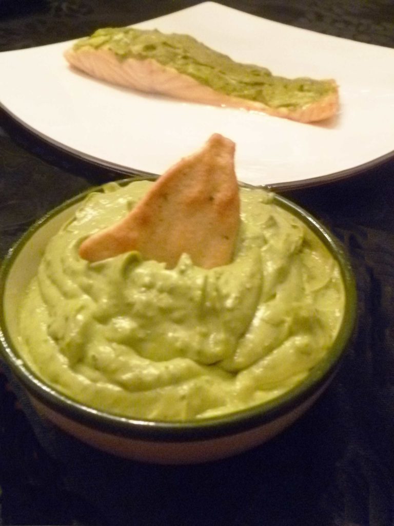 Salmon with Avocado Basil Sauce Salmon with Avocado Basil Sauce -- Amplify salmon's natural rich flavours with avocado and basil. | thishappymommy.com